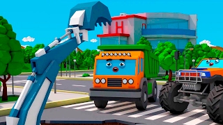 Eğitici çizgi film – Çekici Kamyon ve Vinç – İş makineleri – Akıllı Arabalar