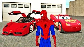 Şimşek McQueen Örümcek Adam İle Yeni Araba Mağazasını Geziyor